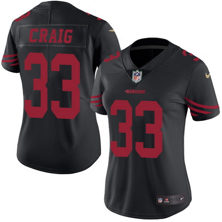 Women's San Francisco 49ers #33 Roger Craig Black 2016 Color Rush Stitched NFL Nike Limited Jersey