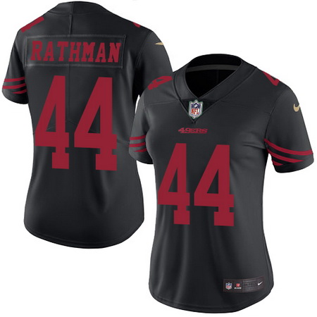 Women's San Francisco 49ers #44 Tom Rathman Black 2016 Color Rush Stitched NFL Nike Limited Jersey