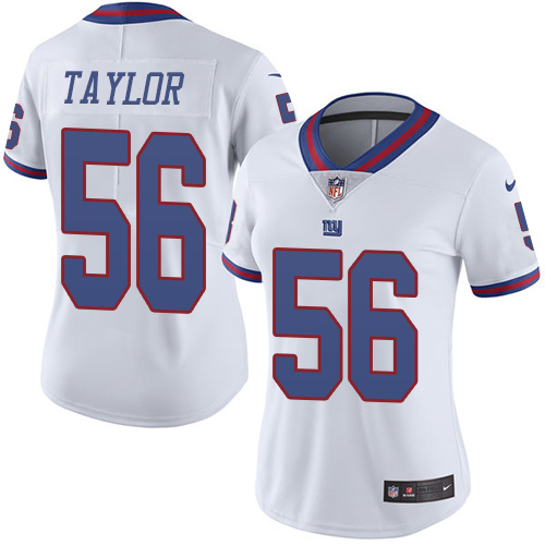 Women's Nike New York Giants #56 Lawrence Taylor Limited White Rush NFL Jersey