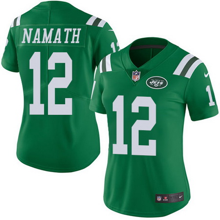 Women's New York Jets #12 Joe Namath Green 2016 Color Rush Stitched NFL Nike Limited Jersey