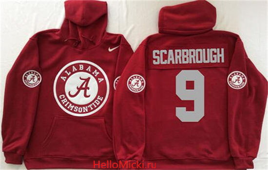 Men's Alabama Crimson Tide #9 Bo Scarbrough Nike Red Stitched NCAA College Football Hoodie