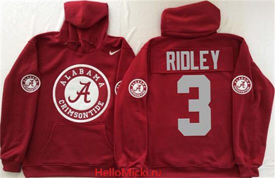Men's Alabama Crimson Tide #3 Calvin Ridley Nike Red Stitched NCAA College Football Hoodie