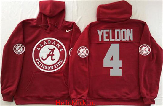 Men's Alabama Crimson Tide #4 T.J Yeldon Nike Red Stitched NCAA College Football Hoodie