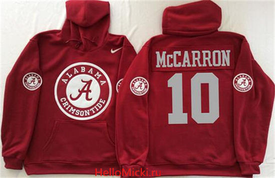 Men's Alabama Crimson Tide #10 AJ McCarron Nike Red Stitched NCAA College Football Hoodie