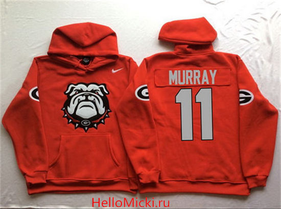Men's Georgia Bulldogs #11 Aaron Murray Nike Red Stitched NCAA College Football Hoodie