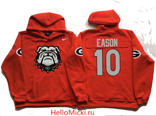 Men's Georgia Bulldogs #10 Jacob Eason Nike Red Stitched NCAA College Football Hoodie