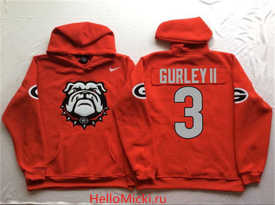 Men's Georgia Bulldogs #3 Todd Gurley II Nike Red Stitched NCAA College Football Hoodie