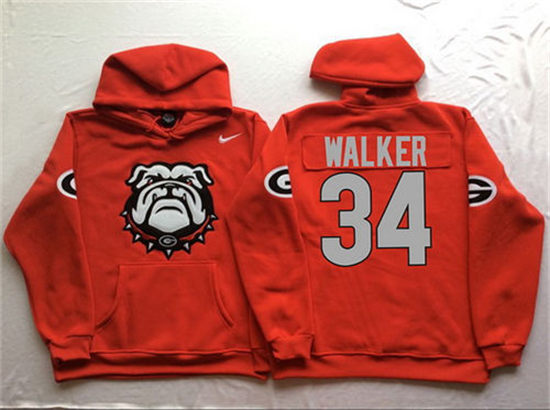 Men's Georgia Bulldogs #34 Herschel Walker Nike Red Stitched NCAA College Football Hoodie