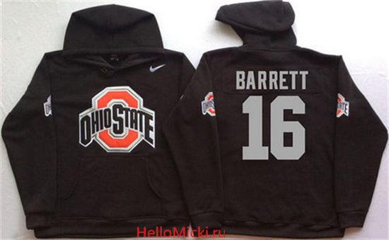 Men's Ohio State Buckeyes #16 J.T. Barrett Nike Black Stitched NCAA College Football Hoodie