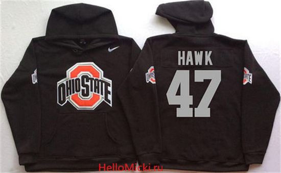 Men's Ohio State Buckeyes #47 A.J. Hawk Nike Black Stitched NCAA College Football Hoodie