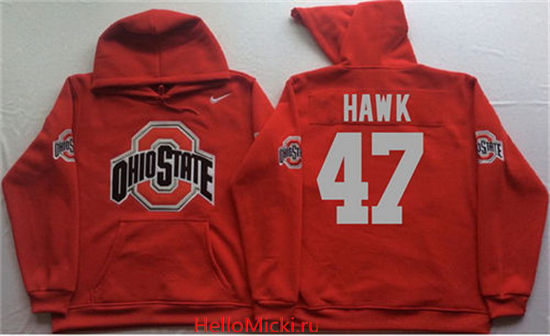 Men's Ohio State Buckeyes #47 A.J. Hawk Nike Red Stitched NCAA College Football Hoodie