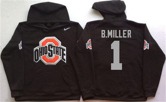 Men's Ohio State Buckeyes #1 Baxton Miller Nike Black Stitched NCAA College Football Hoodie