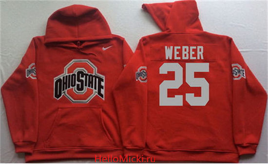 Men's Ohio State Buckeyes #25 Mike Weber Nike Red Stitched NCAA College Football Hoodie
