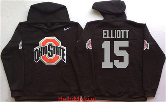 Men's Ohio State Buckeyes #15 Ezekiel Elliott Nike Black Stitched NCAA College Football Hoodie
