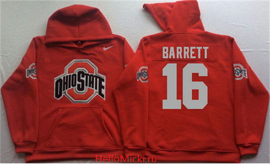 Men's Ohio State Buckeyes #16 J.T. Barrett Nike Red Stitched NCAA College Football Hoodie