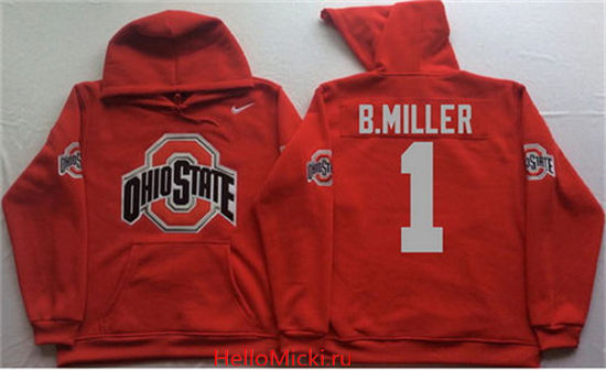 Men's Ohio State Buckeyes #1 Baxton Miller Nike Red Stitched NCAA College Football Hoodie
