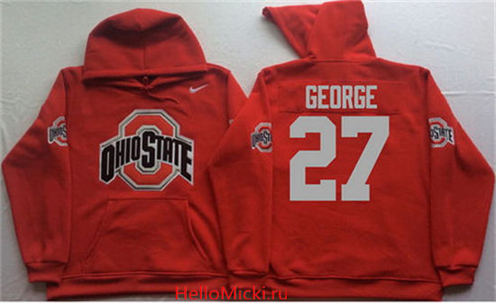 Men's Ohio State Buckeyes #27 Eddie George Nike Red Stitched NCAA College Football Hoodie