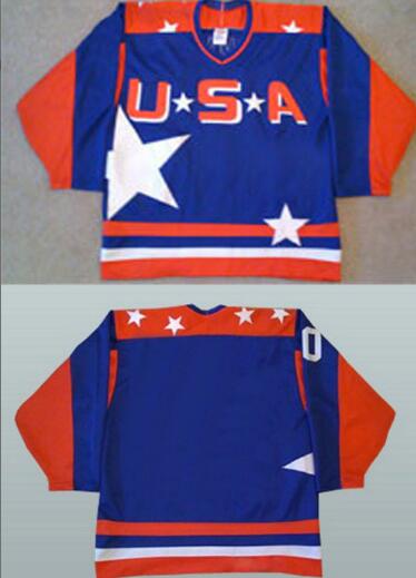 Men's The Movie The Mighty Ducks Blank Blue Team USA Stitched Ice Hockey Jersey