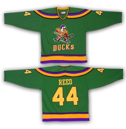 Men's The Movie The Mighty Ducks #44 Fulton Reed Green Stitched Ice Hockey Jersey