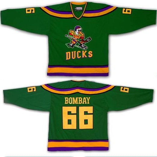 Men's The Movie The Mighty Ducks #66 Gordon Bombay Green Stitched Ice Hockey Jersey