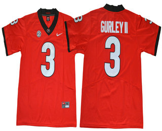 Men's Georgia Bulldogs #3 Todd Gurley II Red NCAA College Football Jersey