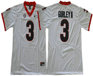 Men's Georgia Bulldogs #3 Todd Gurley II Nike White NCAA College Football Jersey