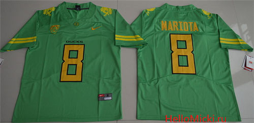 Men's Oregon Ducks #8 Marcus Mariota Apple Green Limited Stitched College Football 2016 Nike NCAA Jersey