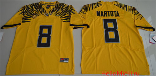 Men's Oregon Ducks #8 Marcus Mariota Yellow Electric Lightning Stitched College Football 2016 Nike NCAA Jersey