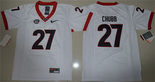 Youth Georgia Bulldogs #27 Nick Chubb White Limited Stitched NCAA 2016 Nike College Football Jersey