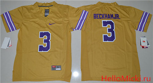 Youth LSU Tigers #3 Odell Beckham Jr. College Football Limited Throwback Legand Jersey - Gold
