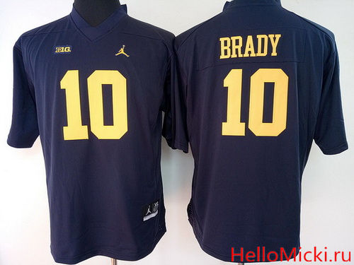 Women's Michigan Wolverines #10 Tom Brady Navy Blue Stitched College Football Brand Jordan NCAA Jersey