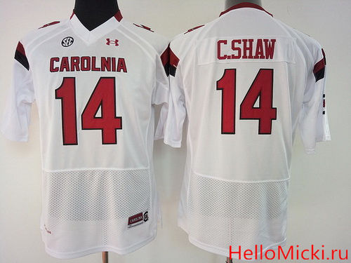Women's South Carolina Gamecocks #14 Connor Shaw White Stitched College Football Under Armour NCAA Jersey