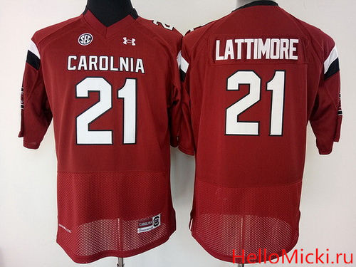 Women's South Carolina Gamecocks #21 Marcus Lattimore Red Stitched College Football Under Armour NCAA Jersey