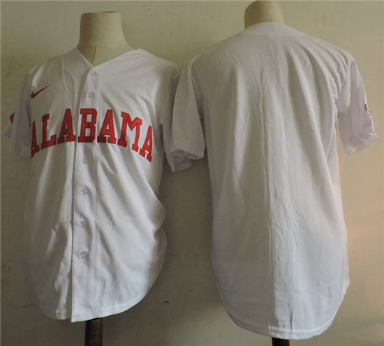 NCAA Alabama Crimson Tide White Blank College Baseball Jersey S-3XL