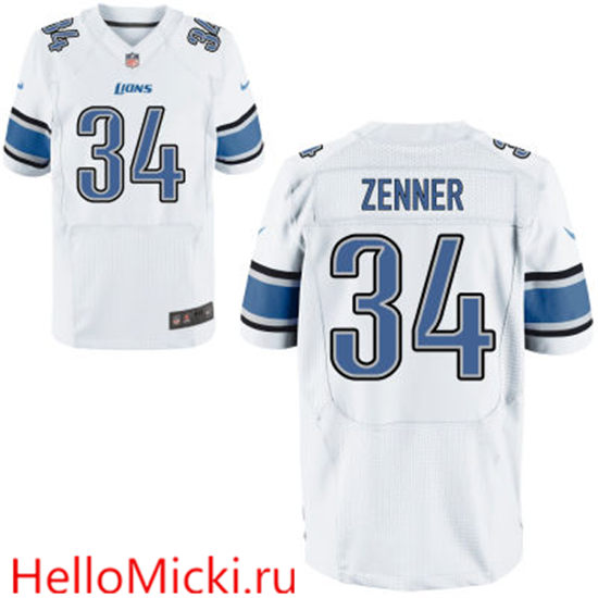 Men's Detroit Lions #34 Zach Zenner White Road Stitched NFL Nike Elite Jersey