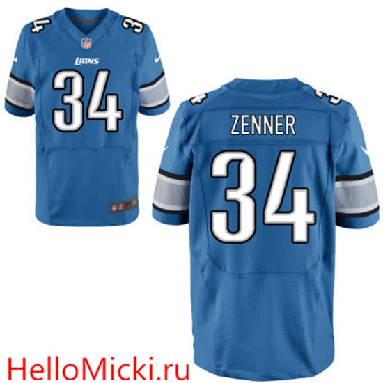 Men's Detroit Lions #34 Zach Zenner Light Blue Team Color Stitched NFL Nike Elite Jersey