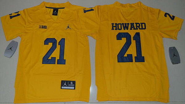 Youth Michigan Wolverines #21 Desmond Howard Yellow Stitched College Football 2016 Brand Jordan NCAA Jersey