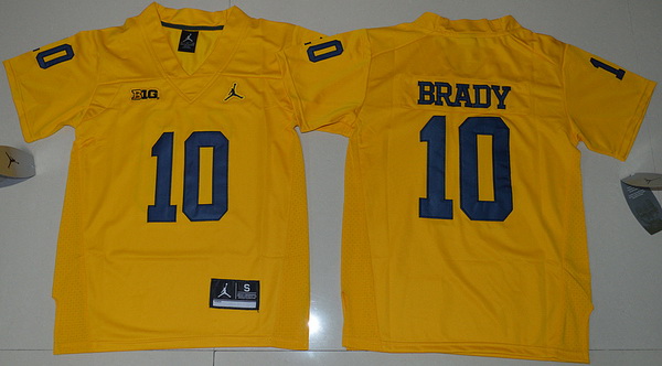 Youth Michigan Wolverines #10 Tom Brady Yellow Stitched College Football 2016 Brand Jordan NCAA Jersey