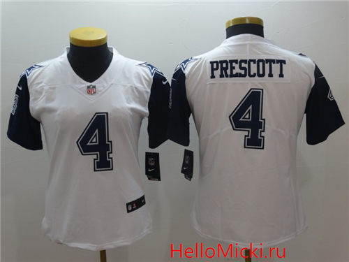 Women's Dallas Cowboys #4 Dak Prescott Nike White Color Rush Limited Jersey