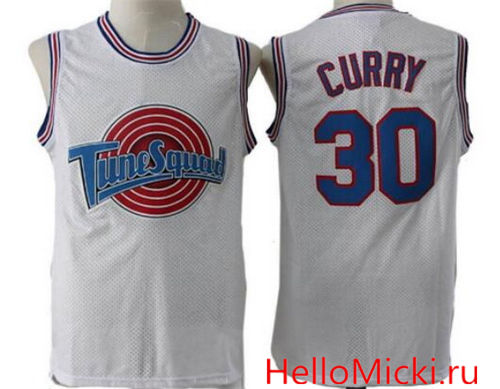 Men's The Movie Space Jam #30 Stephen Curry White Soul Swingman Basketball Jersey