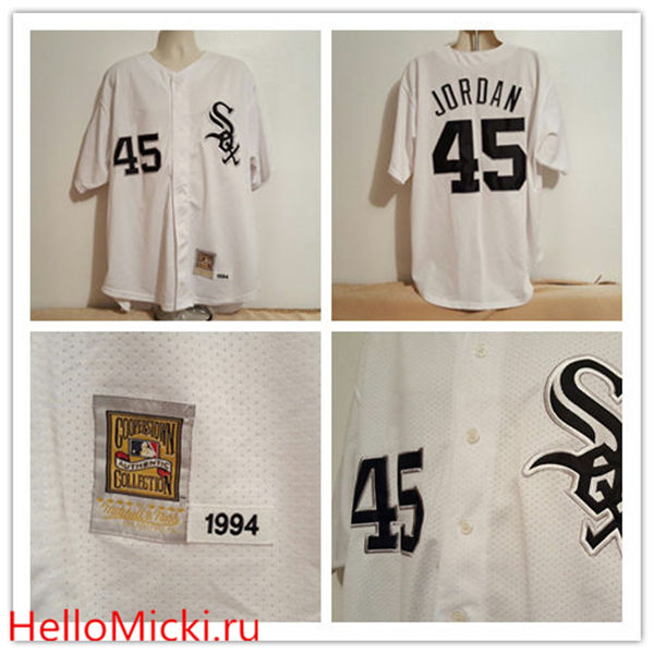 Men's Chicago White Sox #45 Michael Jordan 1994 Mitchell & Ness White Throwback Baseball Jersey