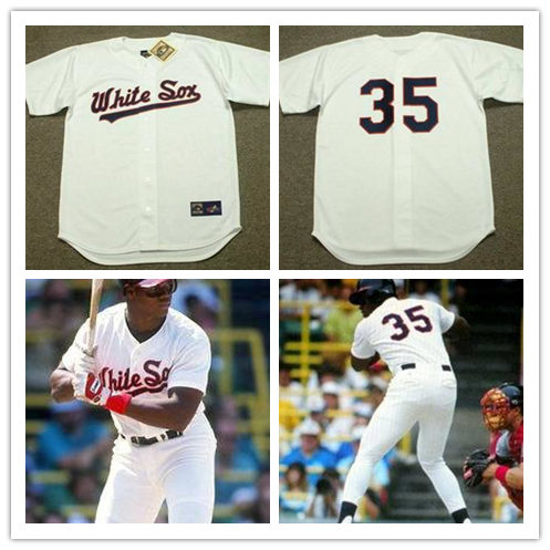 Men's Chicago White Sox #35 FRANK THOMAS 1990 Majestic Cooperstown Home White Jersey