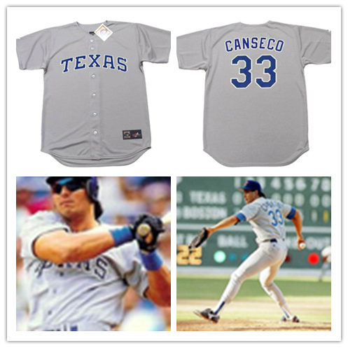 Texas Rangers #33 JOSE CANSECO 1993 Majestic Cooperstown Throwback Away Gray Jersey