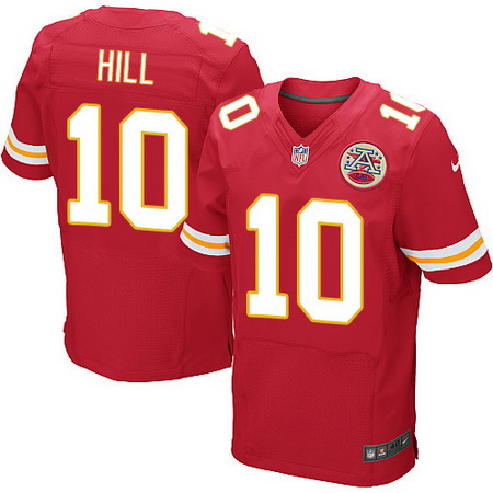 Men's Kansas City Chiefs #10 Tyreek Hill Red Team Color Stitched NFL Nike Elite Jersey