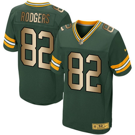 Men's Green Bay Packers #82 Richard Rodgers Green With Gold Stitched NFL Nike Elite Jersey