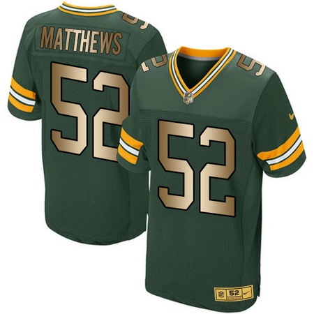 Men's Green Bay Packers #52 Clay Matthews Green Gold Printed NFL Fashion Collection Pro Line Jersey