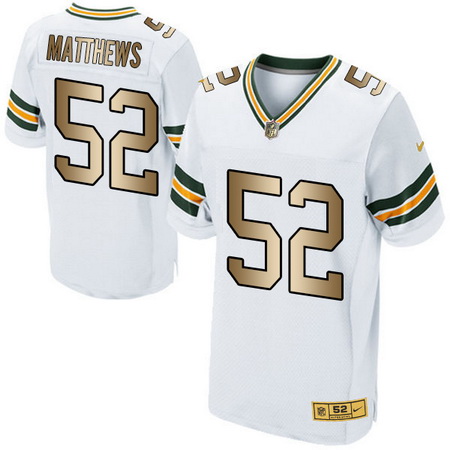 Men's Green Bay Packers #52 Clay Matthews White Gold Printed NFL Fashion Collection Pro Line Jersey