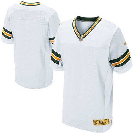 Men's Green Bay Packers Blank White With Gold Stitched NFL Nike Elite Jersey