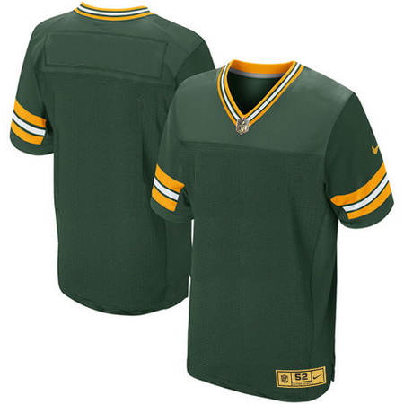 Men's Green Bay Packers Blank Green With Gold Stitched NFL Nike Elite Jersey