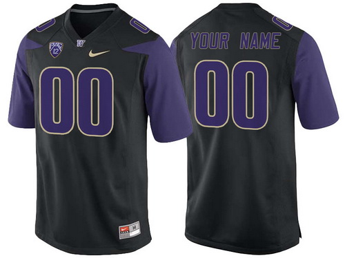 Youth NCAA Washington Huskies Black Custom College Football Jersey